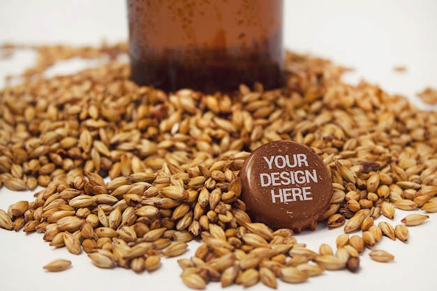 PSD cap & bottle malt mockup