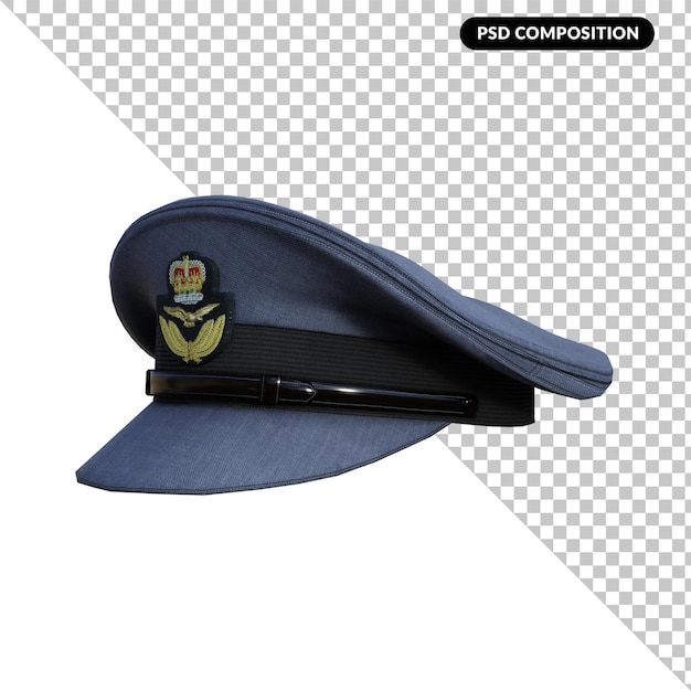 Cap y insignia de piloto de la RAF aislados en 3D