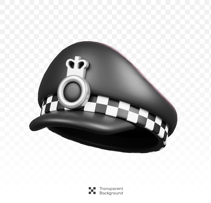 PSD cap de police symboles isolés icônes et culture de l'angleterre rendu en 3d