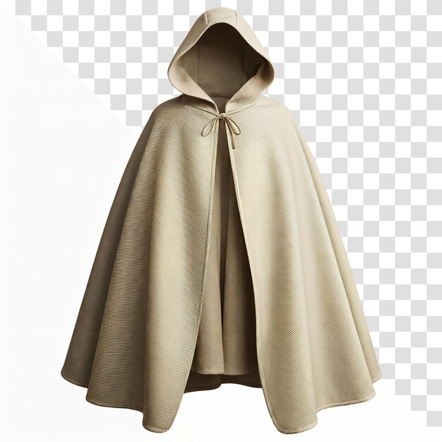 Capa de capucha beige con cierre de corbata