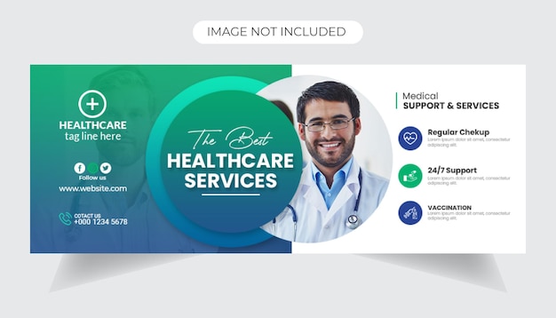 PSD capa da linha do tempo do facebook de saúde médica e modelo de banner da web