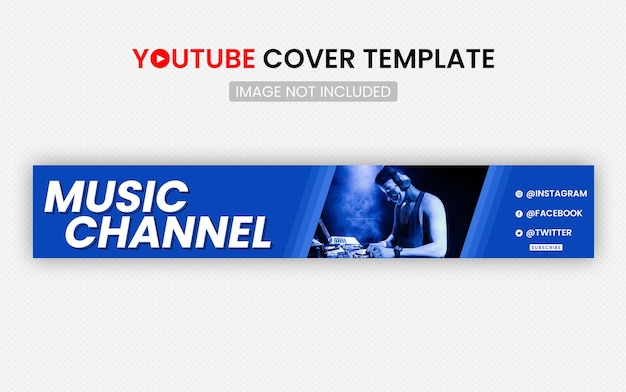 Capa de banner e modelo de mídia social para canal de música profissional no youtube