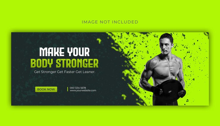 Capa de facebook de treinamento de academia de ginástica e modelo de banner da web