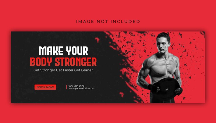 Capa de facebook de treinamento de academia de ginástica e modelo de banner da web