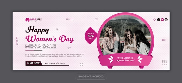 Capa de facebook de venda de dia das mulheres feliz e design de modelo de mídia social