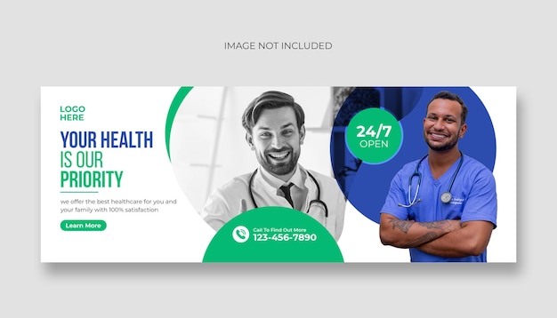Capa de facebook médica e banner da web Modelo