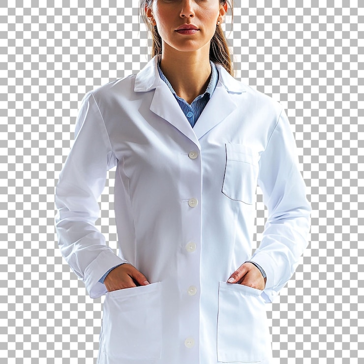 PSD capa de laboratório feminina de png contra um fundo transparente