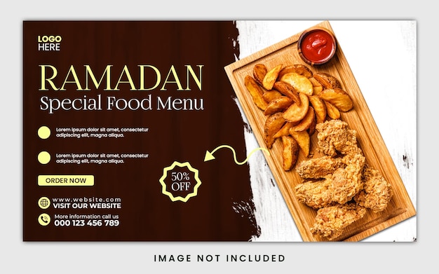 PSD capa de menu de comida ramadan mubarak ou modelo de banner da web