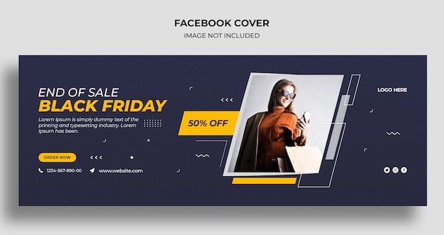 Capa de mídia social de venda da black friday e modelo de banner da web