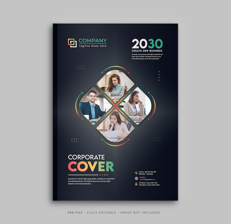 PSD capa de revista e capa de livro de negócios