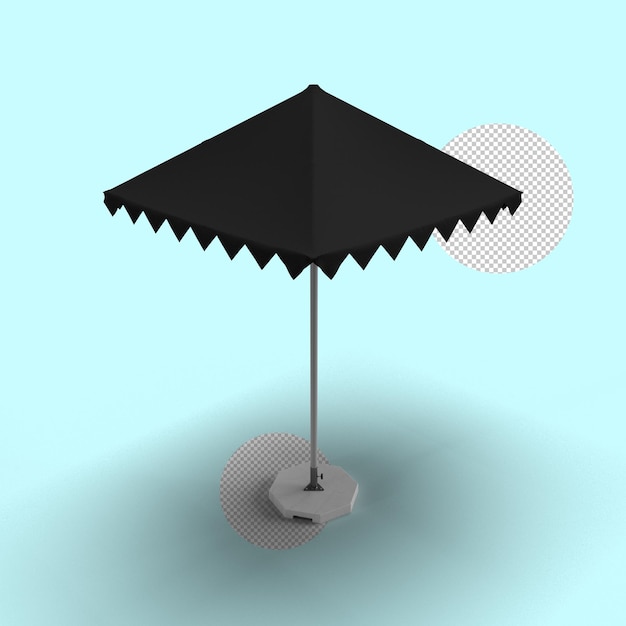 Capa de tenda de guarda-chuva de guarda-chuva preta com fundo transparente ilustração 3D renderizada Vista 1