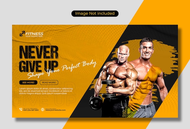 Capa do cronograma do Facebook e modelo de banner da Web para treinamento em academia de ginástica