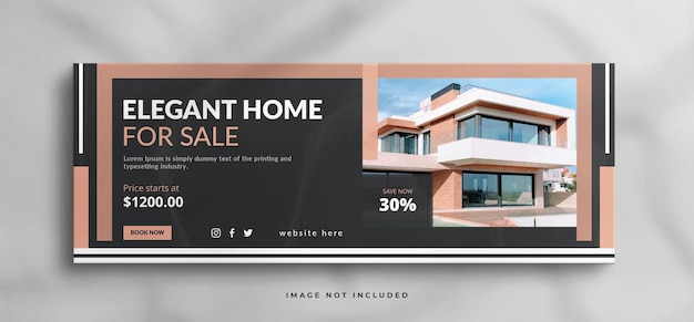 PSD capa do facebook da propriedade imobiliária ou modelo de banner da web com maquete limpa