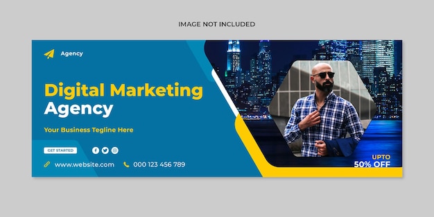 Capa do facebook de mídia social de marketing digital e modelo de banner da web
