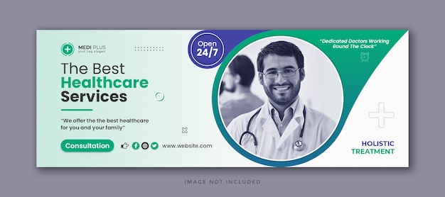 PSD capa do facebook de mídia social de saúde médica e modelo de banner da web