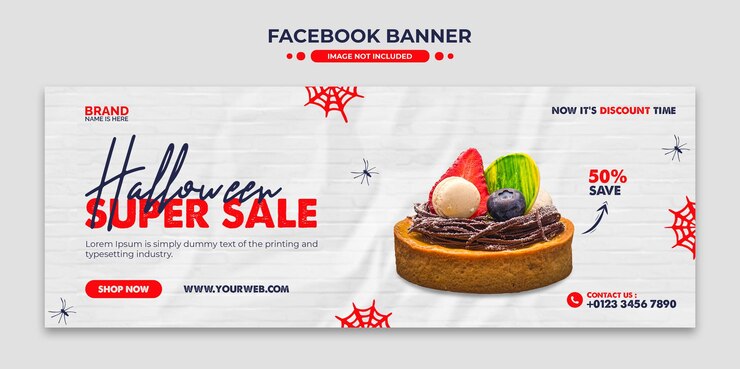 PSD capa do facebook e modelo de banner da web para venda de comida no halloween