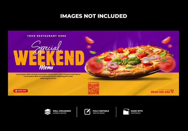 capa do facebook menu do restaurante pizza deliciosa