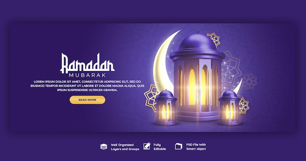 PSD capa do facebook religioso do festival tradicional islâmico ramadan kareem