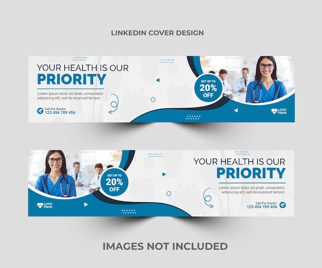 Capa do linkedin de saúde médica e design de modelo de postagem do instagram.
