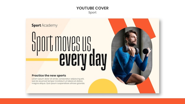 Capa do youtube de treinamento esportivo de design plano