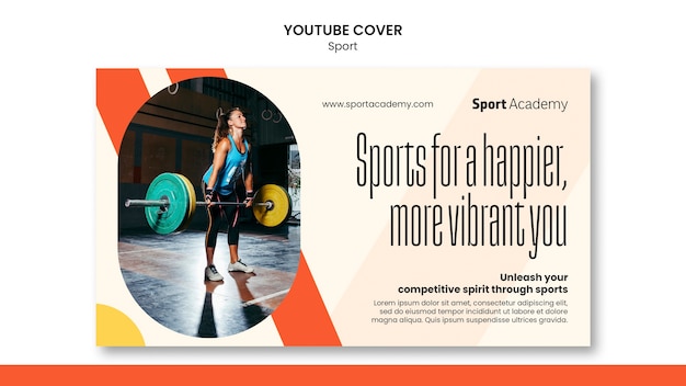 PSD capa do youtube de treinamento esportivo de design plano