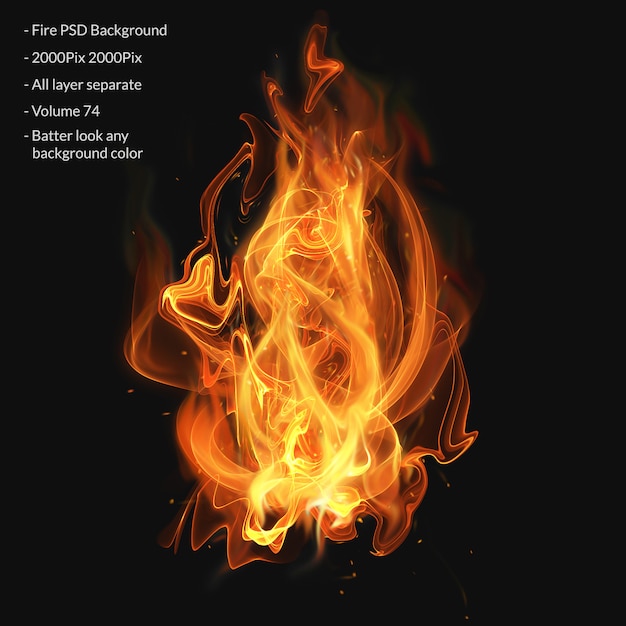 PSD capa de efecto de llamas de fuego
