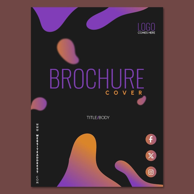 Capa escura de brochura com elementos de design de onda de gradiente