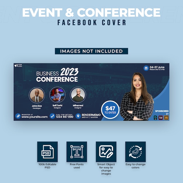 PSD capa para facebook de eventos e conferências