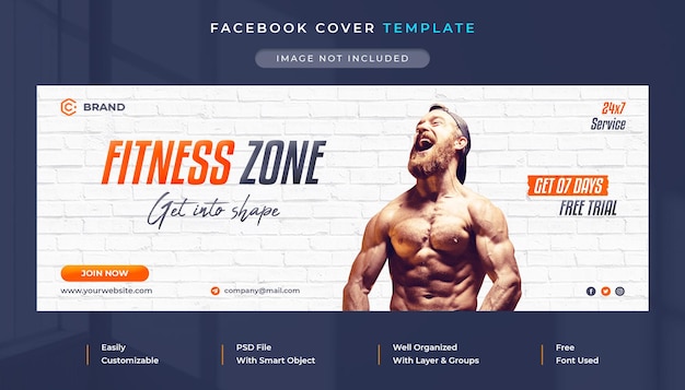Capa promocional do Facebook para academia e fitness e modelo de banner da web