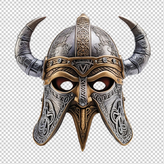 PSD capacete de chifres viking medieval cortado em transparente