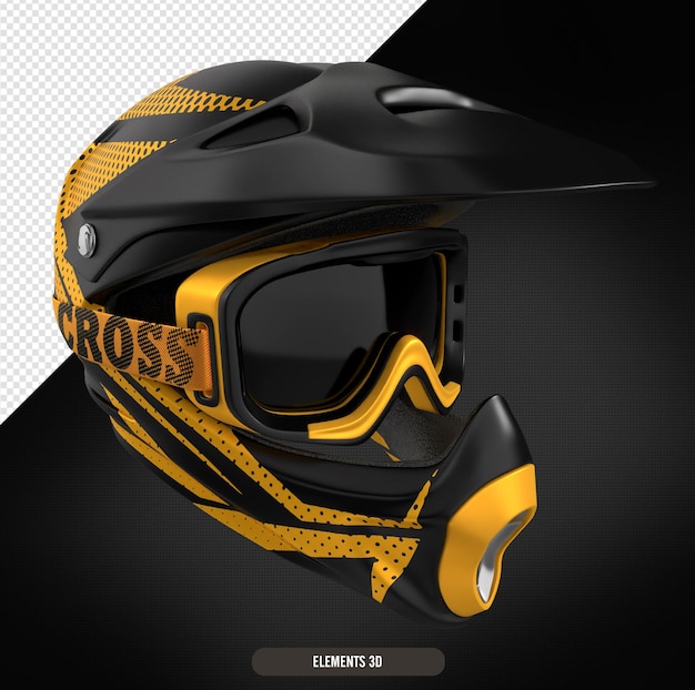 PSD capacete de moto amarelo com óculos