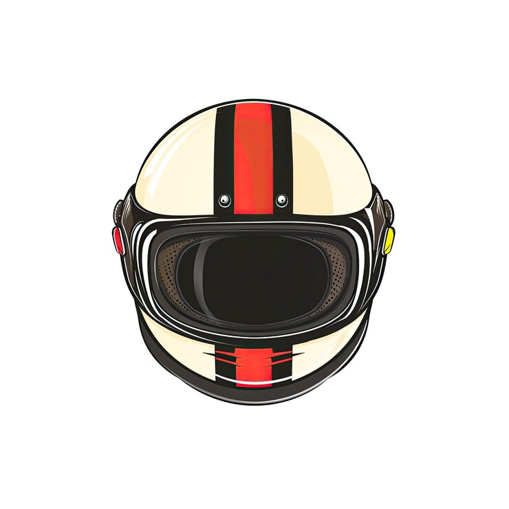 PSD capacete de motocicleta retro com faixa vermelha