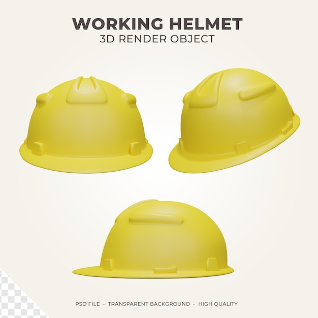 PSD capacete de trabalho amarelo rendição 3d