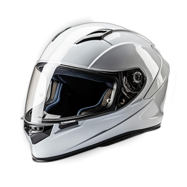 Capacete esportivo branco para motocicleta com viseira isolada imagem gerada por IA