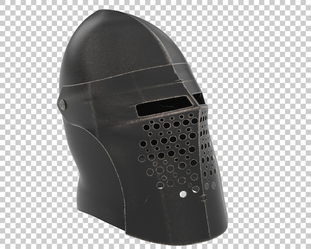 Capacete medieval isolado na ilustração de renderização 3d de fundo transparente