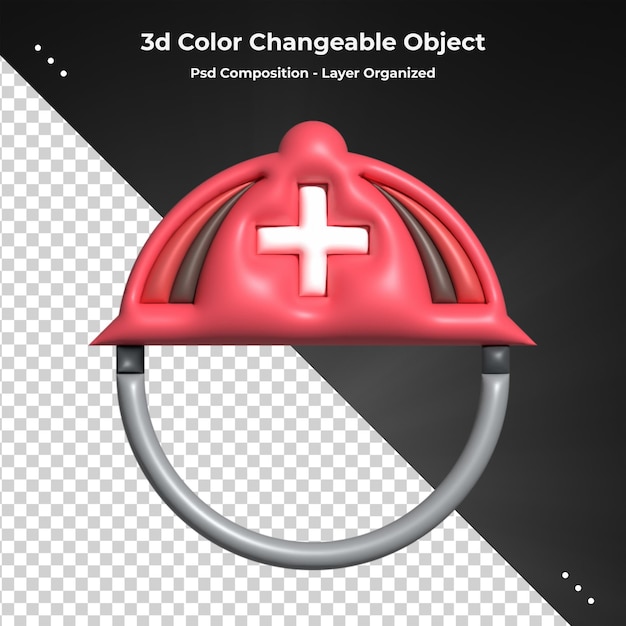 Capacetes de segurança vermelhos ou bonés rígidos renderização em 3d