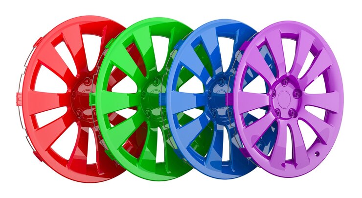 PSD capas de roda coloridas cobrem a renderização 3d isolada em fundo transparente