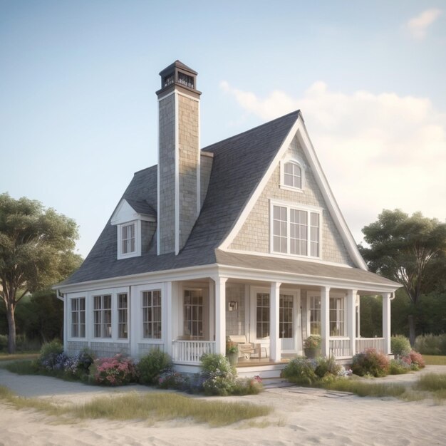 Cape cod house psd auf weißem hintergrund