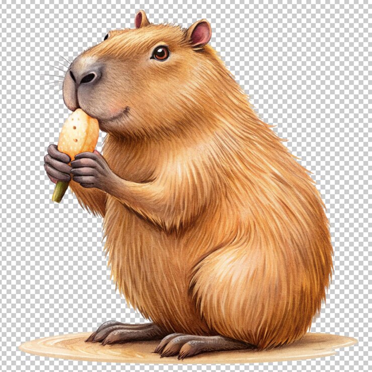 PSD capibara comiendo helado vida silvestre adorable