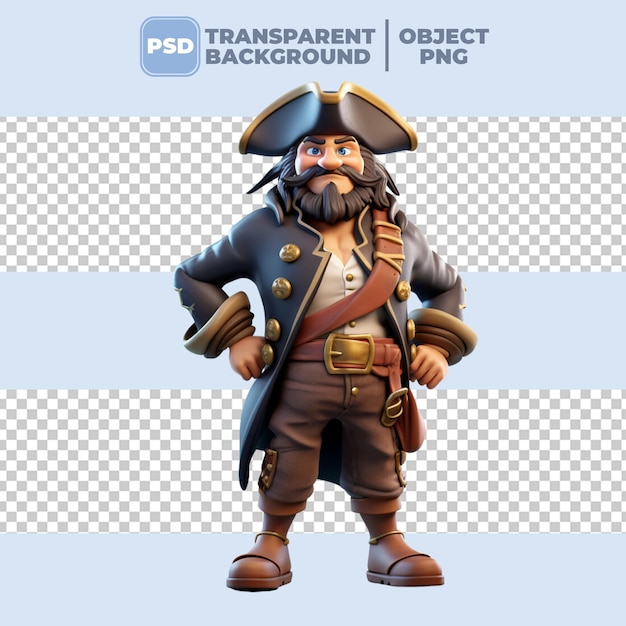 Capitaine pirate d'Halloween PSD 3D