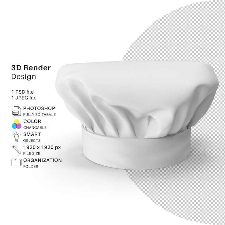 PSD cappello da cuoco 3d modellazione psd file cappello di cuoco realistico