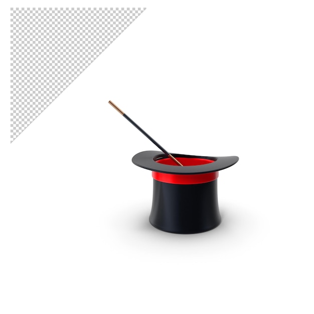 Cappello da mago e bacchetta PNG