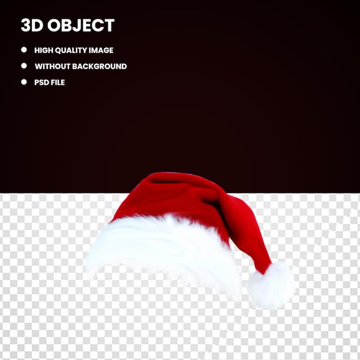 PSD cappello di babbo natale di natale 3d