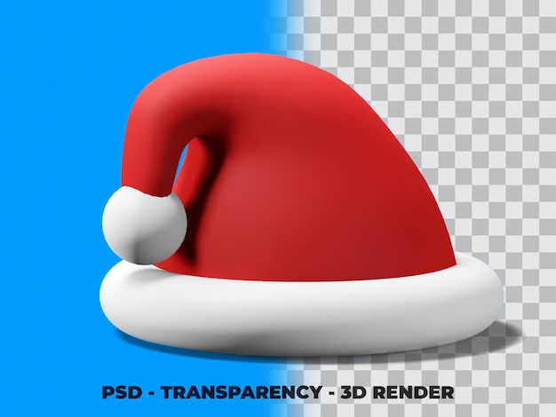 Cappello di Natale 3D con sfondo trasparente