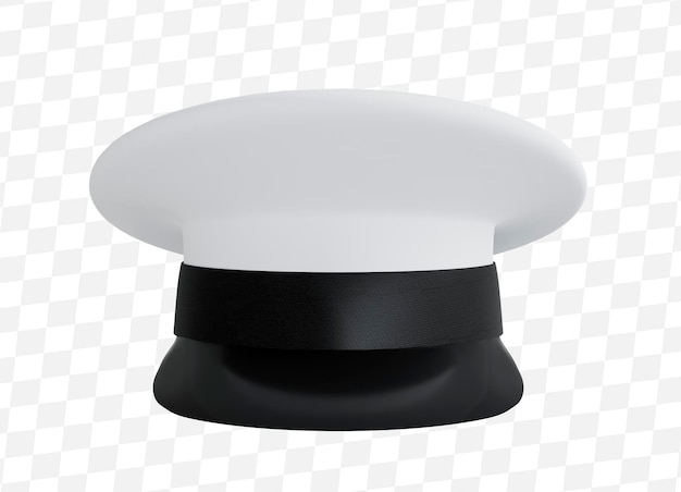 Cappello navale militare senza segni su sfondo isolato Cappello da marinaio o capitano 3d rendering