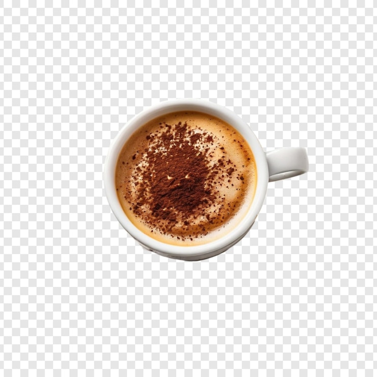PSD cappuccino caffè bevanda top view cacao in polvere bevanda al latte schiumoso