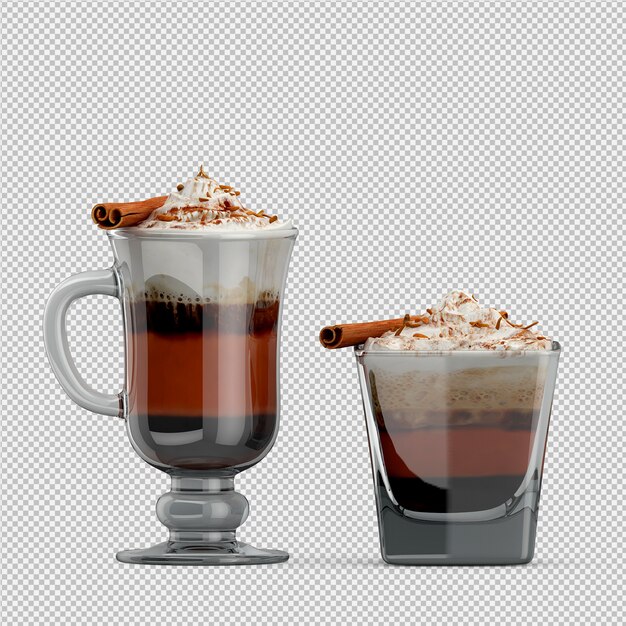 Cappuccino caliente 3D aislado render
