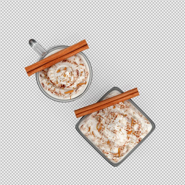 Cappuccino caliente 3d aislado render