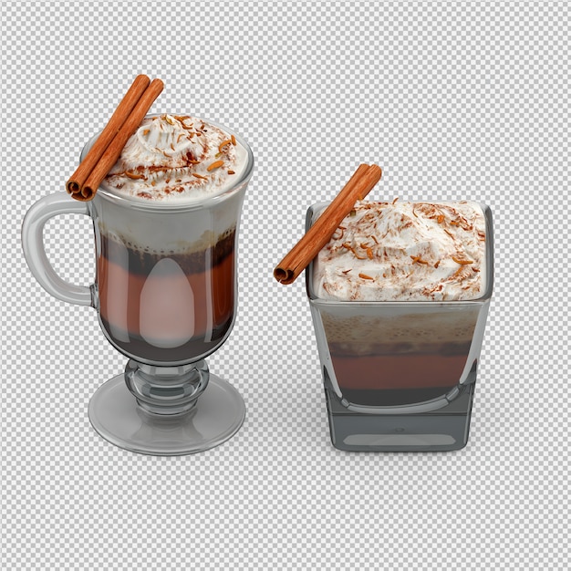 Cappuccino Chaud Rendu 3d Isolé