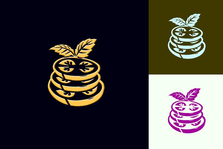 PSD caprese con icono en capas ensalada con diseño apilado logotipo fea elegante italia diseño vectorial de cultura